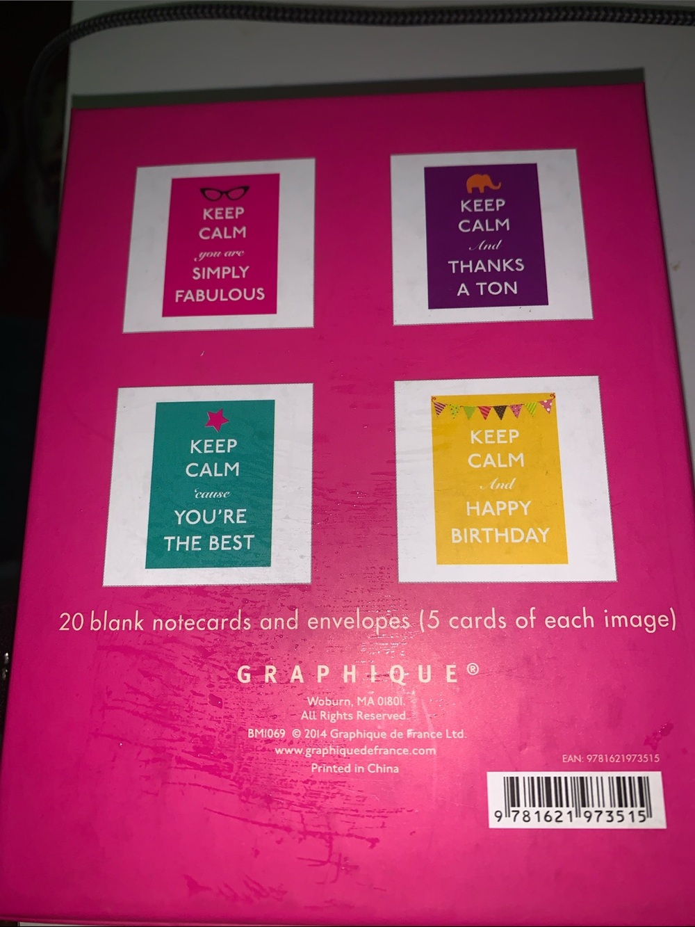 Graphique 'Keep Calm' Notecard Set of 20